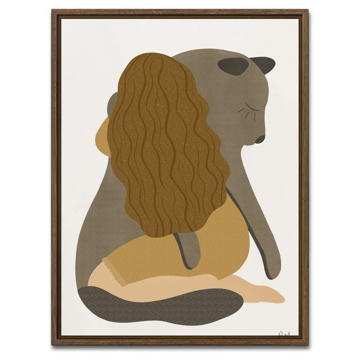 AUTO-MOCKUP WHITE | Girl Tenderness | 1 Piece | Walnut Framed Canvas | group=3x4