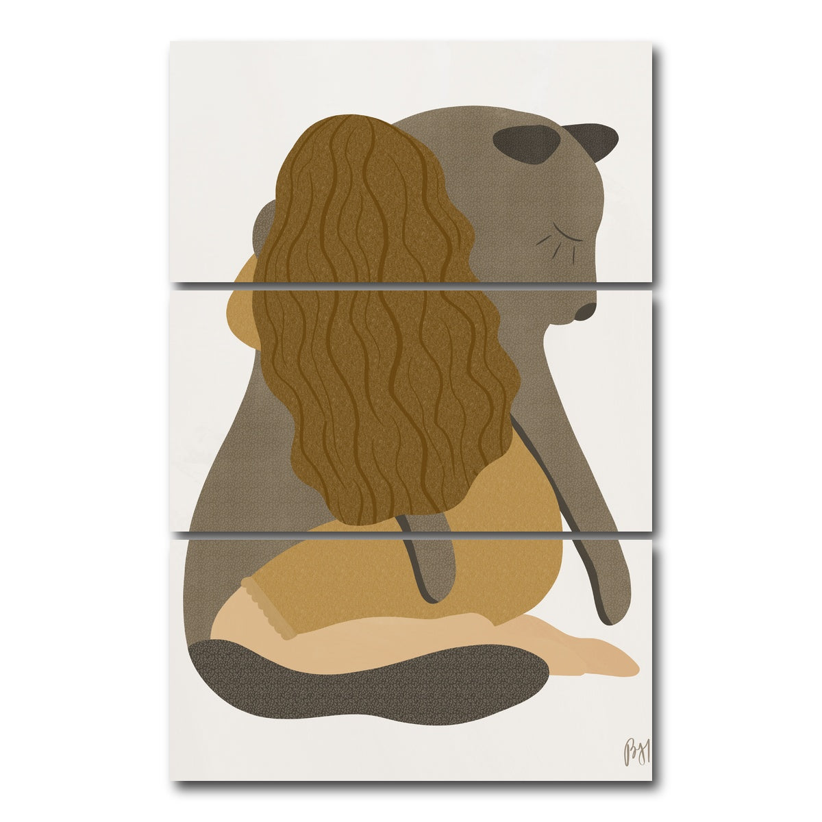 AUTO-MOCKUP WHITE | Girl Tenderness | 3 Piece | Gallery Wrap Canvas | group=12x24_stacked