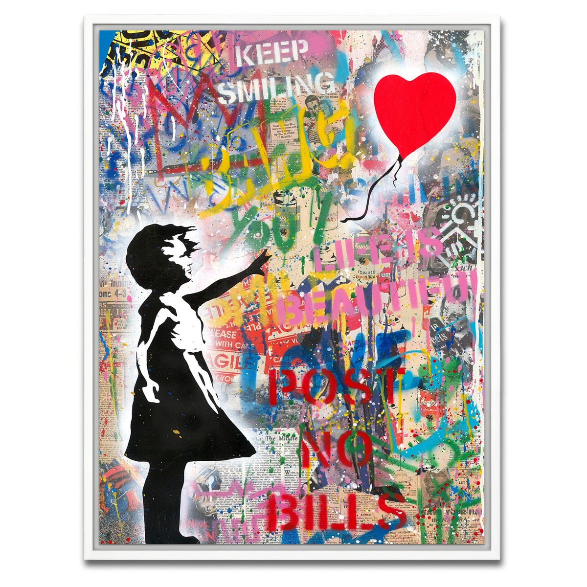 AUTO-MOCKUP WHITE | Girl With A Balloon | 1 Piece | White Framed Canvas | group=3x4