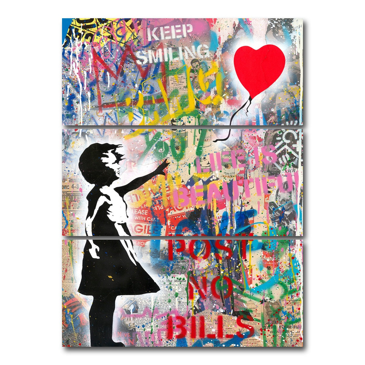 AUTO-MOCKUP WHITE | Girl With A Balloon | 3 Piece | Gallery Wrap Canvas | group=8x18_stacked