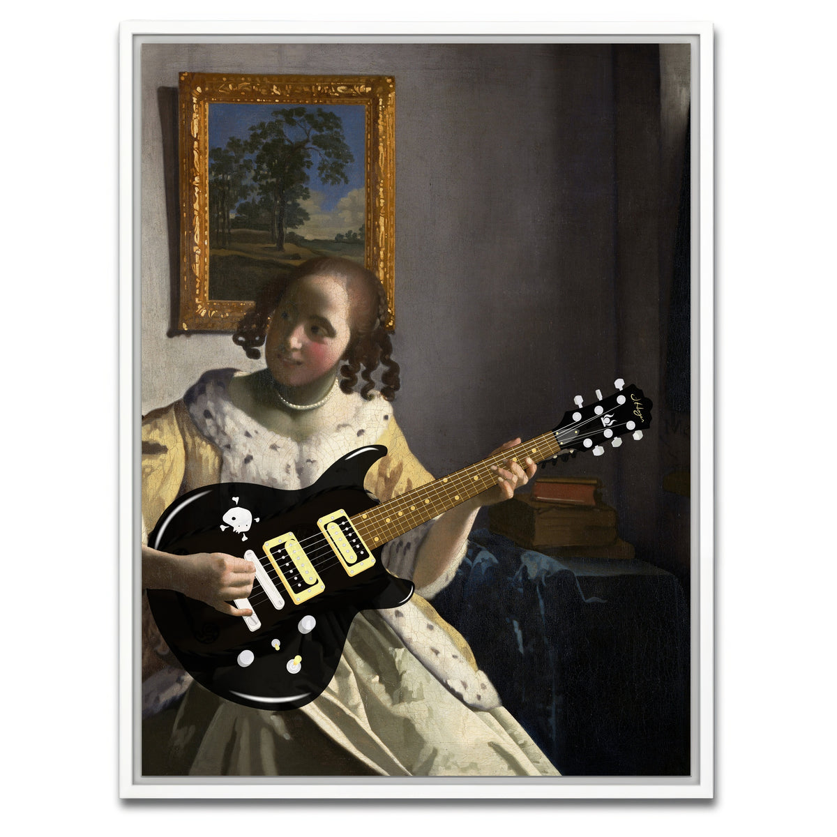 AUTO-MOCKUP WHITE | Girl With An Electric Guitar | 1 Piece | White Framed Canvas | group=3x4