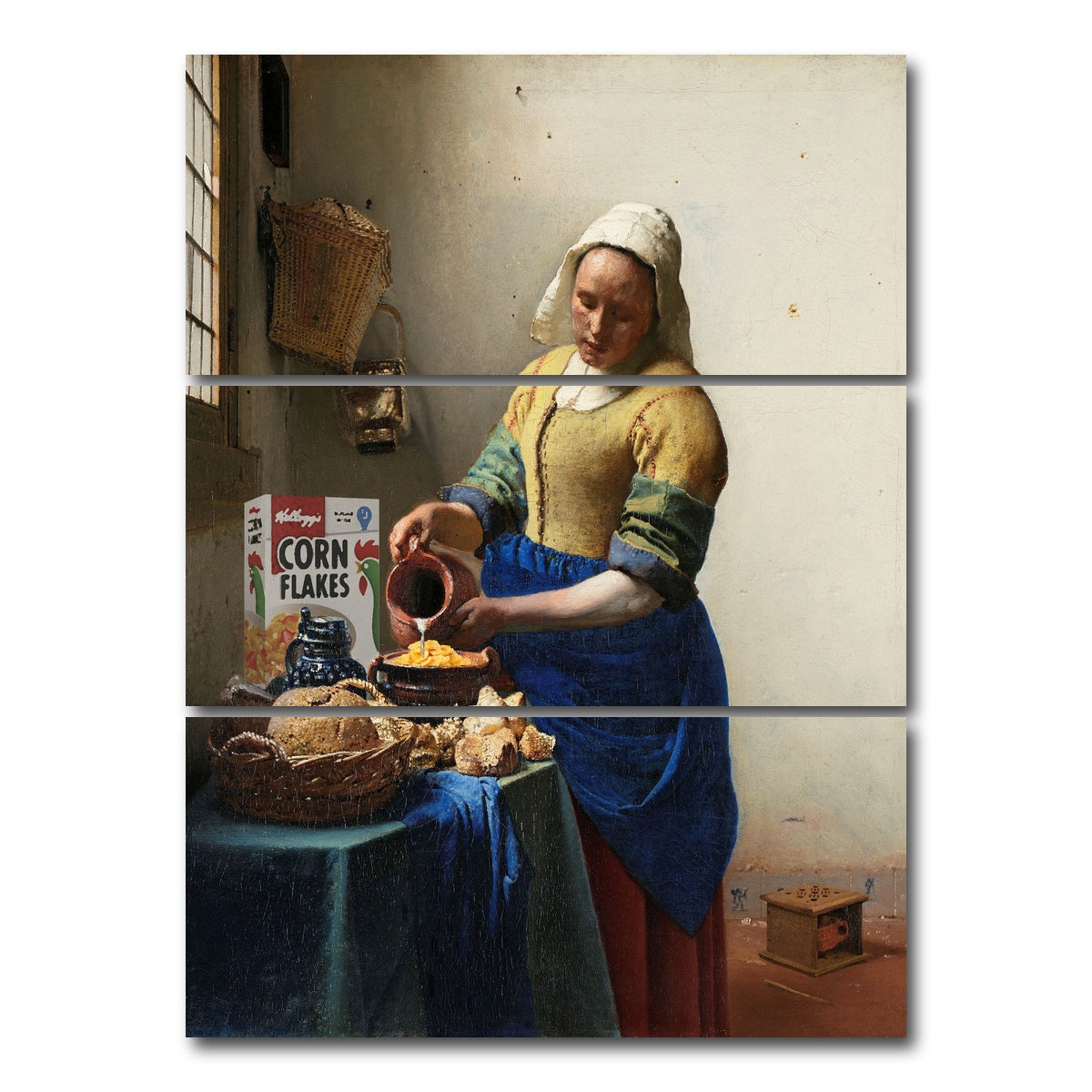 AUTO-MOCKUP WHITE | Girl With Cornflakes Milk | 3 Piece | Gallery Wrap Canvas | group=8x18_stacked