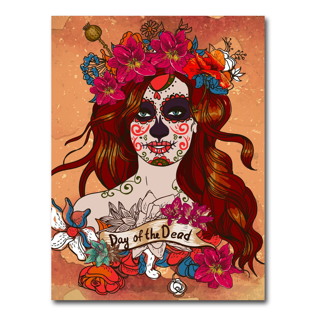 AUTO-MOCKUP WHITE | Girl With Sugar Skull | 1 Piece | Gallery Wrap Canvas | group=3x4