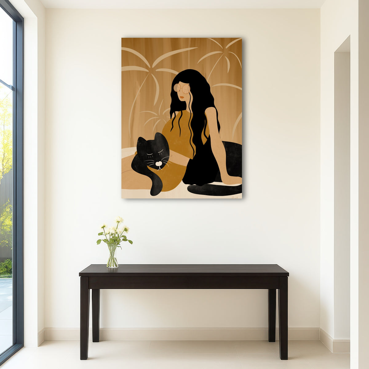 AUTO-MOCKUP ROOM | Girl and Wild Black Cat