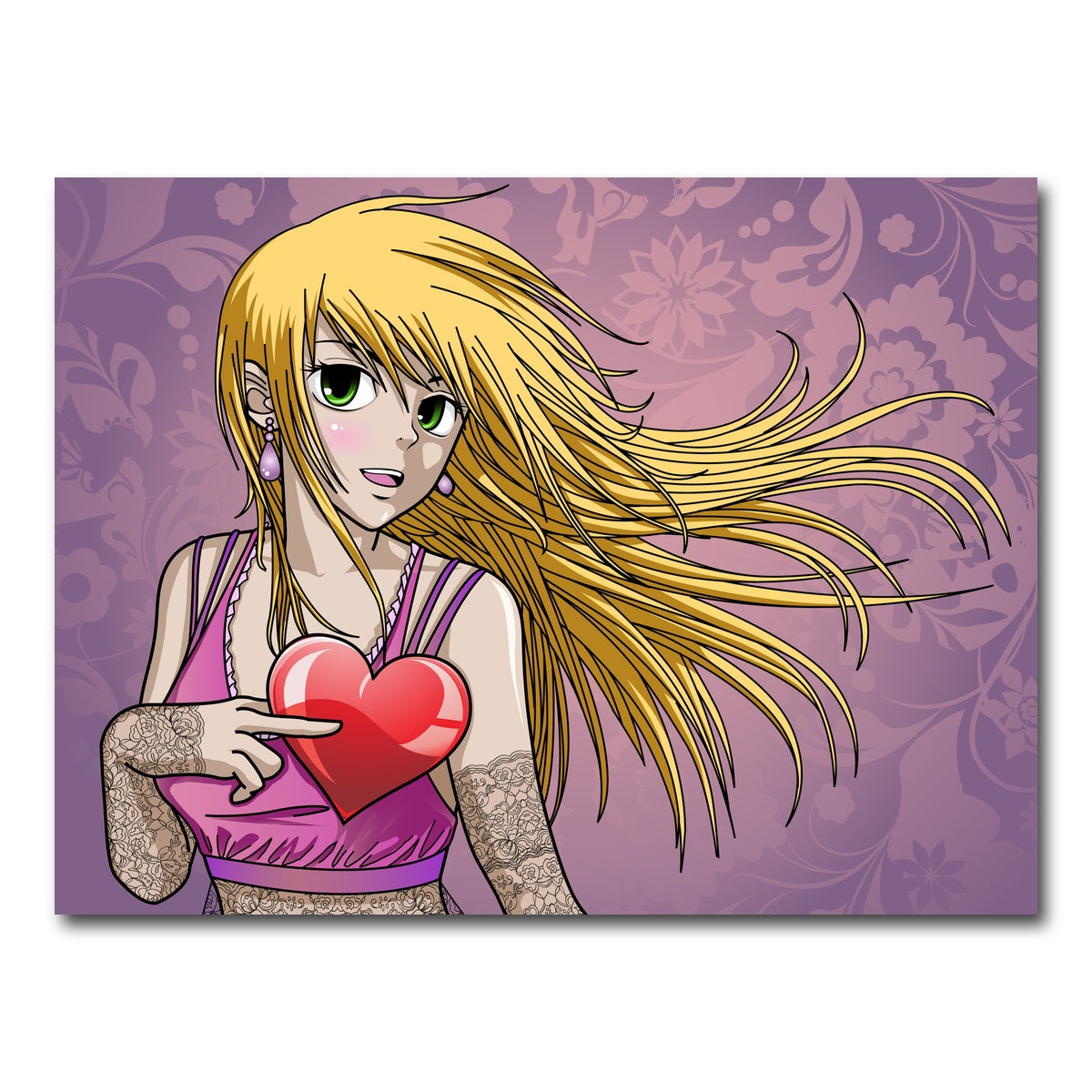 AUTO-MOCKUP WHITE | Girl holding heart | 1 Piece | Gallery Wrap Canvas | group=4x3