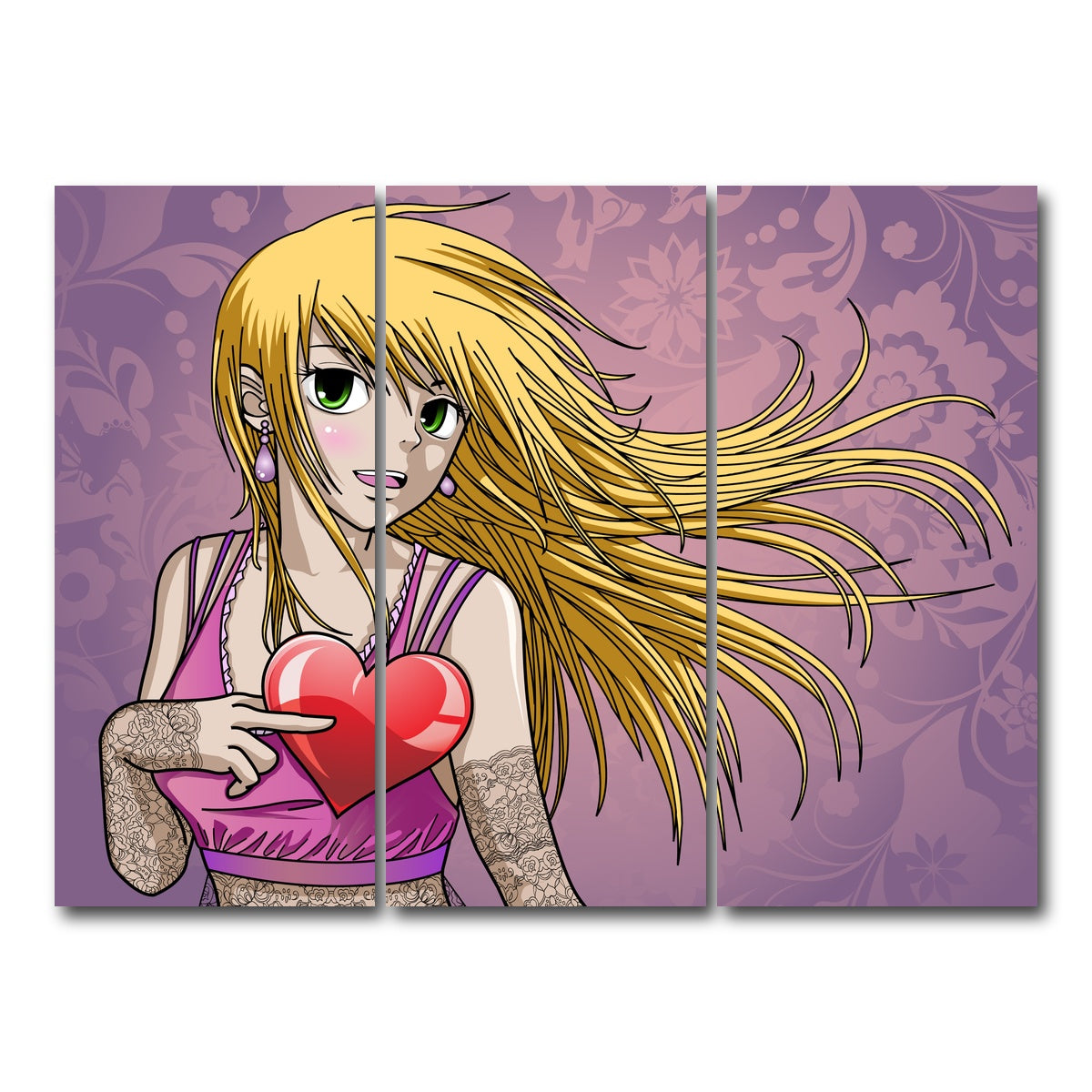 AUTO-MOCKUP WHITE | Girl holding heart | 3 Piece | Gallery Wrap Canvas | group=8x18