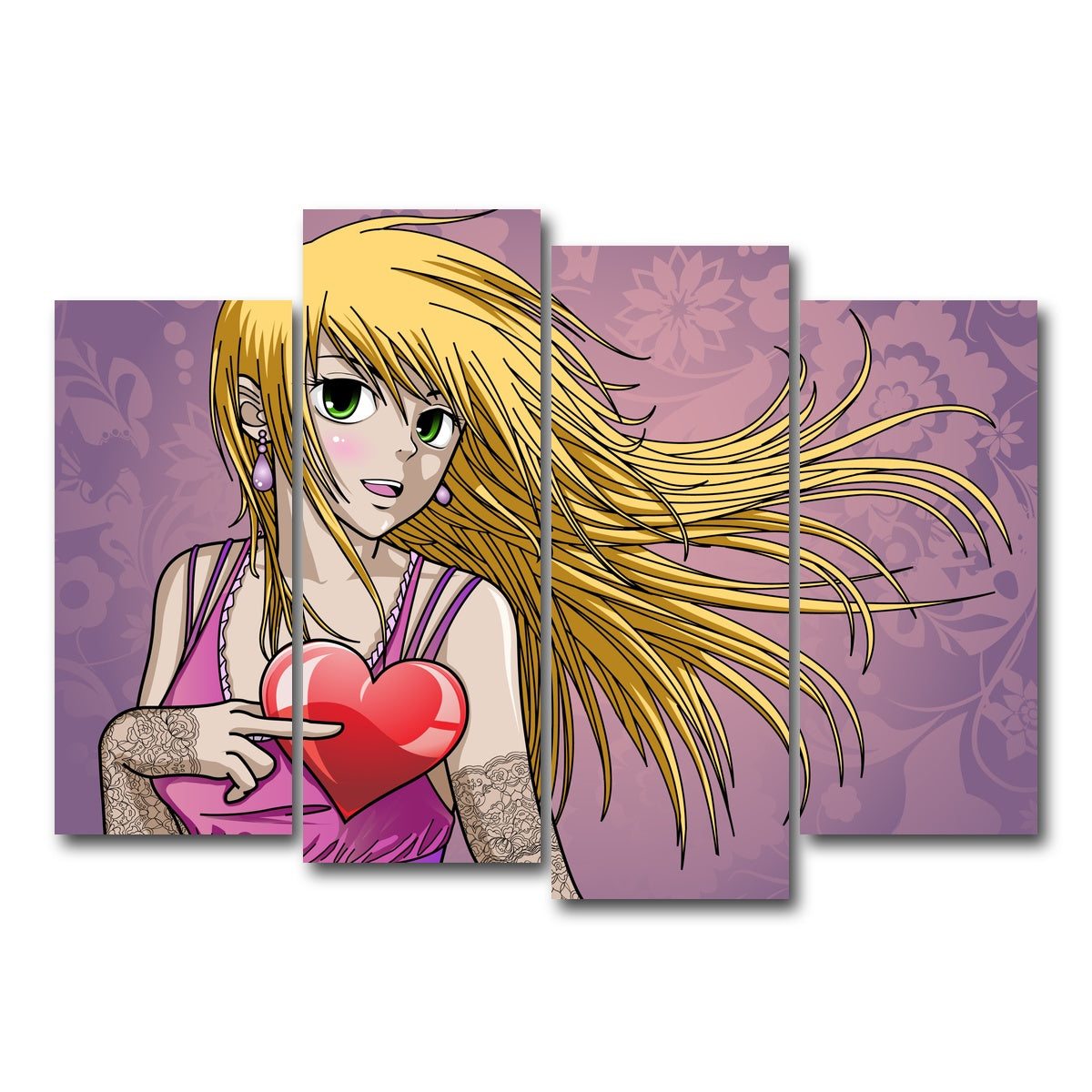 AUTO-MOCKUP WHITE | Girl holding heart | 4 Piece | Gallery Wrap Canvas | group=4_normal