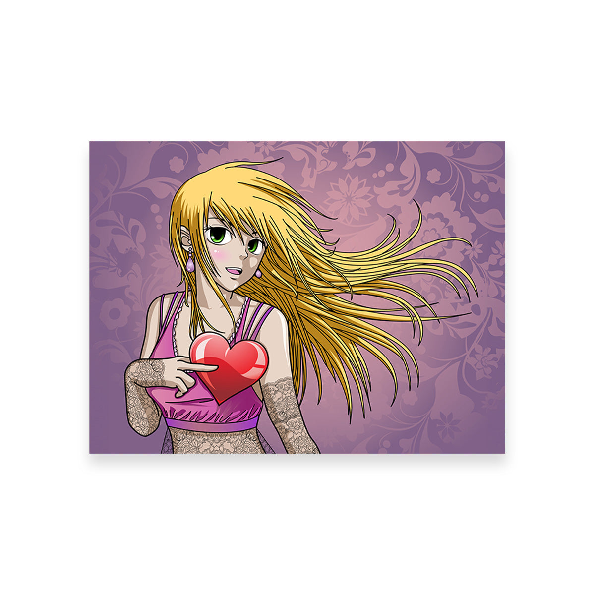 Girl Holding Heart Wall Art