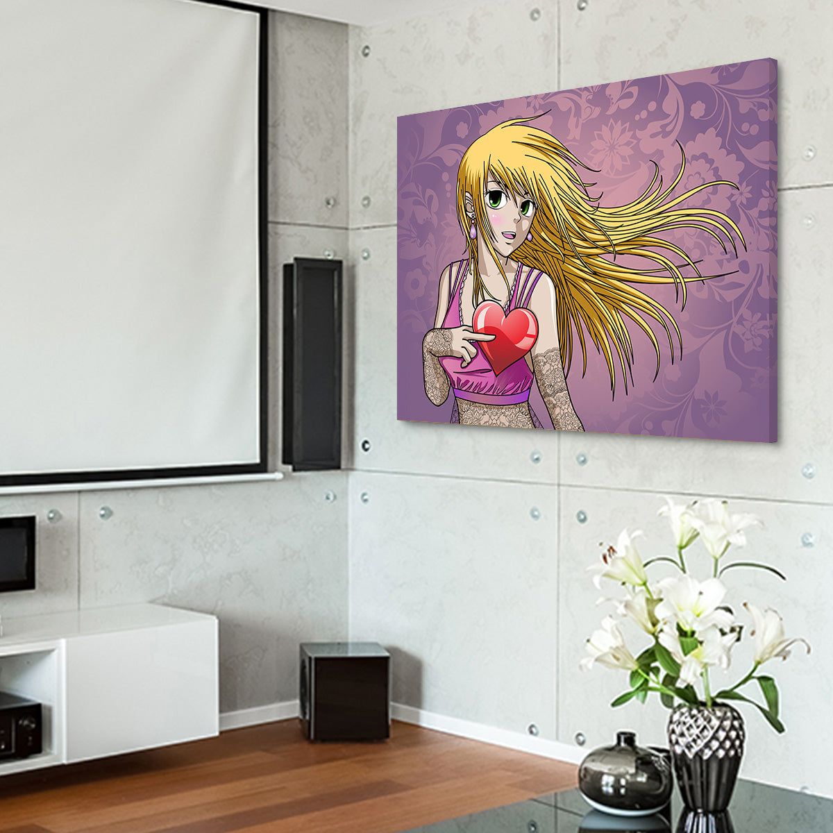Girl Holding Heart Wall Art