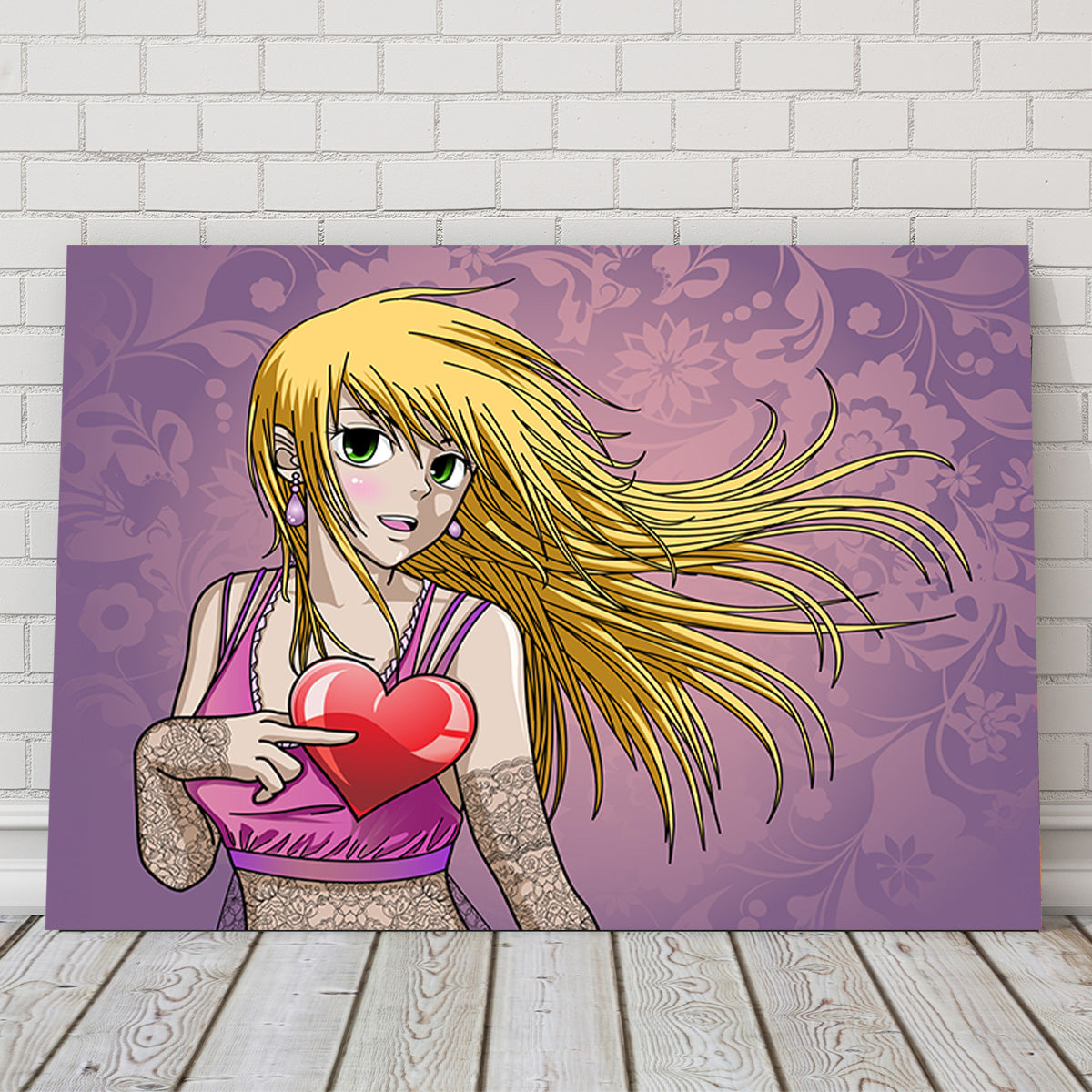 Girl Holding Heart Wall Art