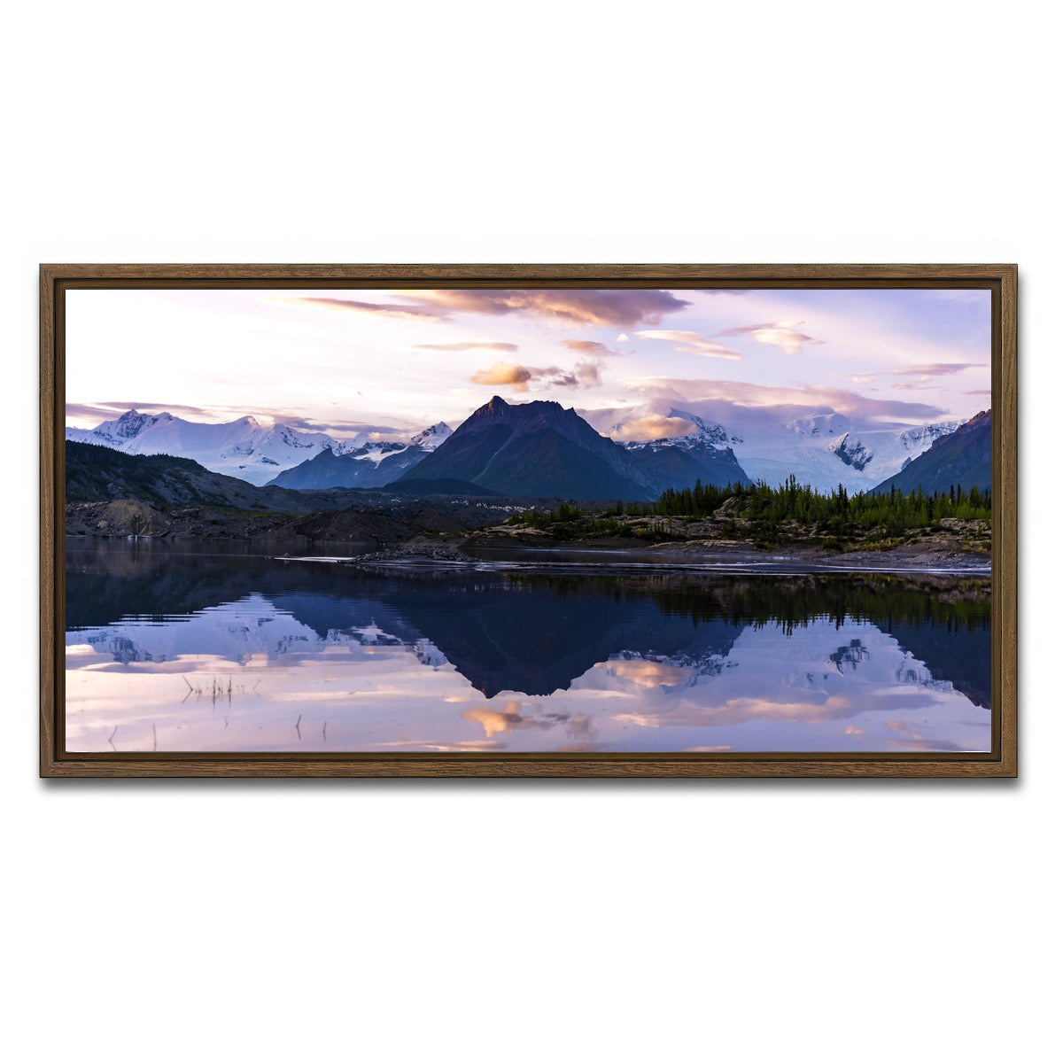 AUTO-MOCKUP WHITE | Glacier Sunset | 1 Piece | Walnut Framed Canvas | group=2x1