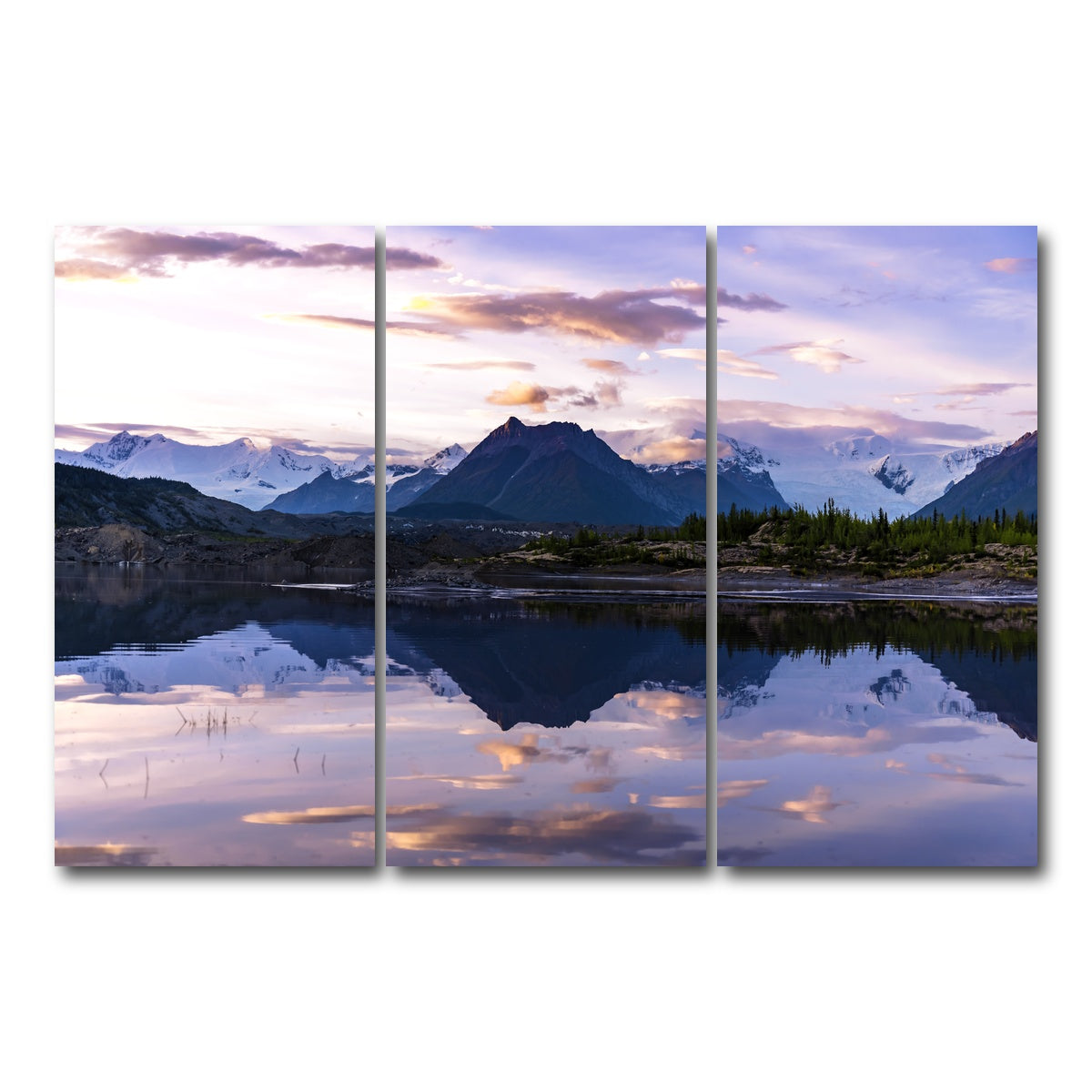 AUTO-MOCKUP WHITE | Glacier Sunset | 3 Piece | Gallery Wrap Canvas | group=12x24