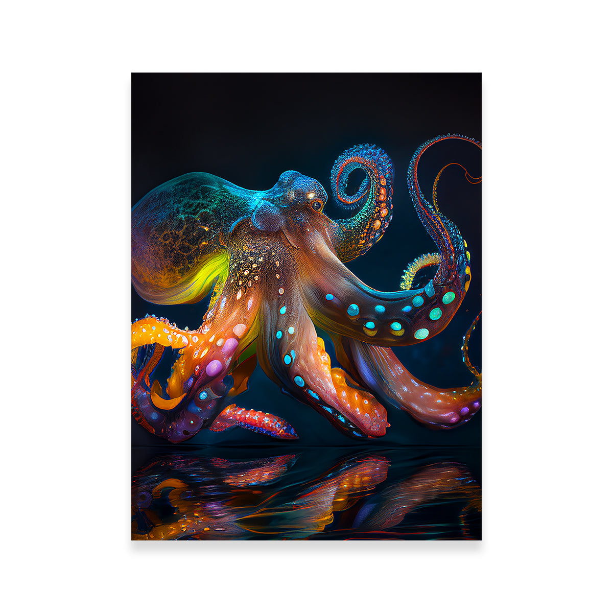 Blue Ring Octopus Fabric Panel
