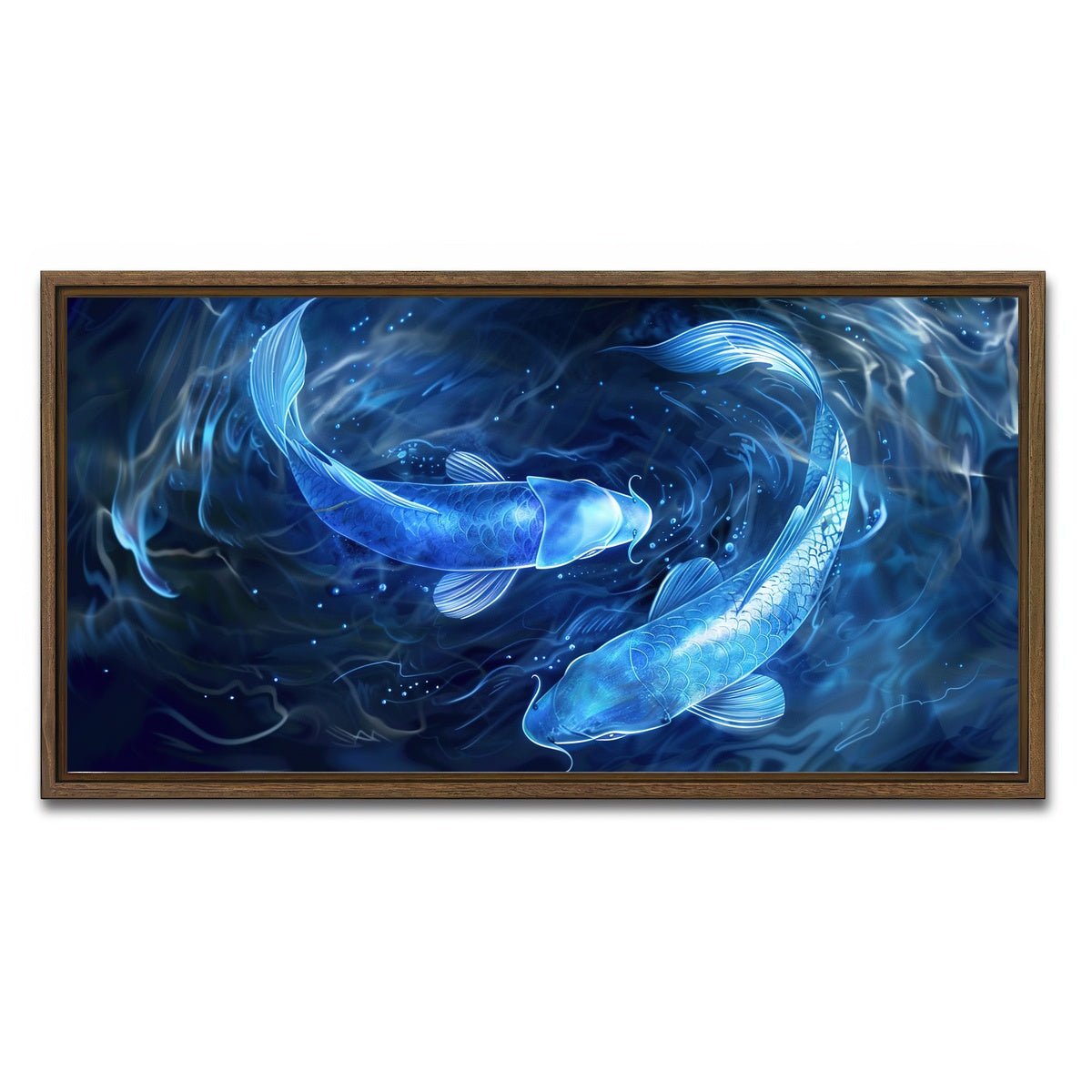 AUTO-MOCKUP WHITE | Glowing Koi Fish | 1 Piece | Walnut Framed Canvas | group=2x1
