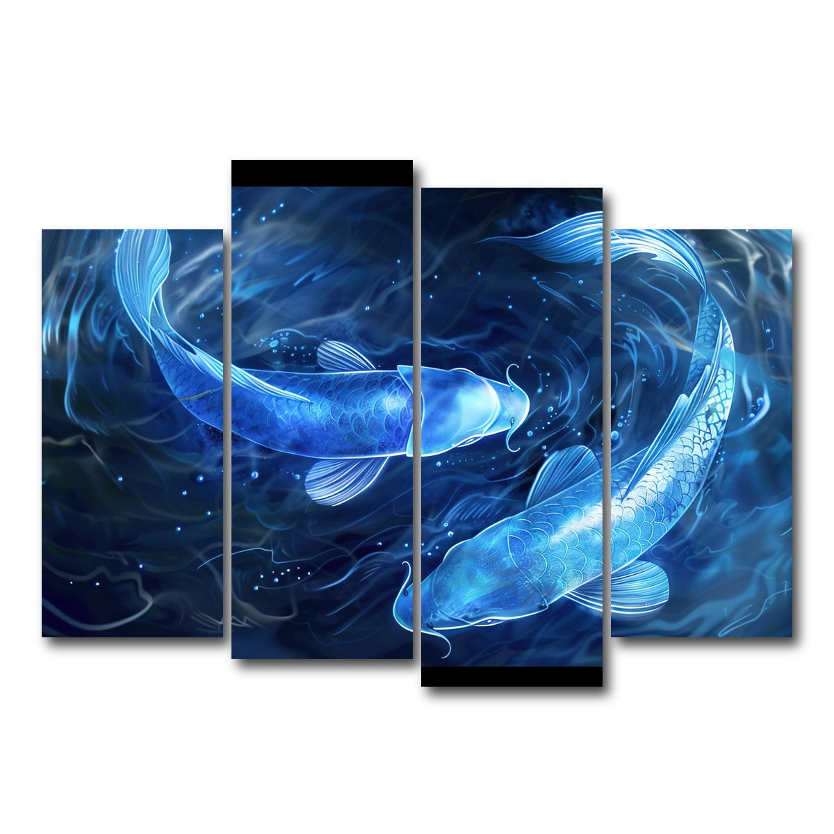 AUTO-MOCKUP WHITE | Glowing Koi Fish | 4 Piece | Gallery Wrap Canvas | group=4_normal