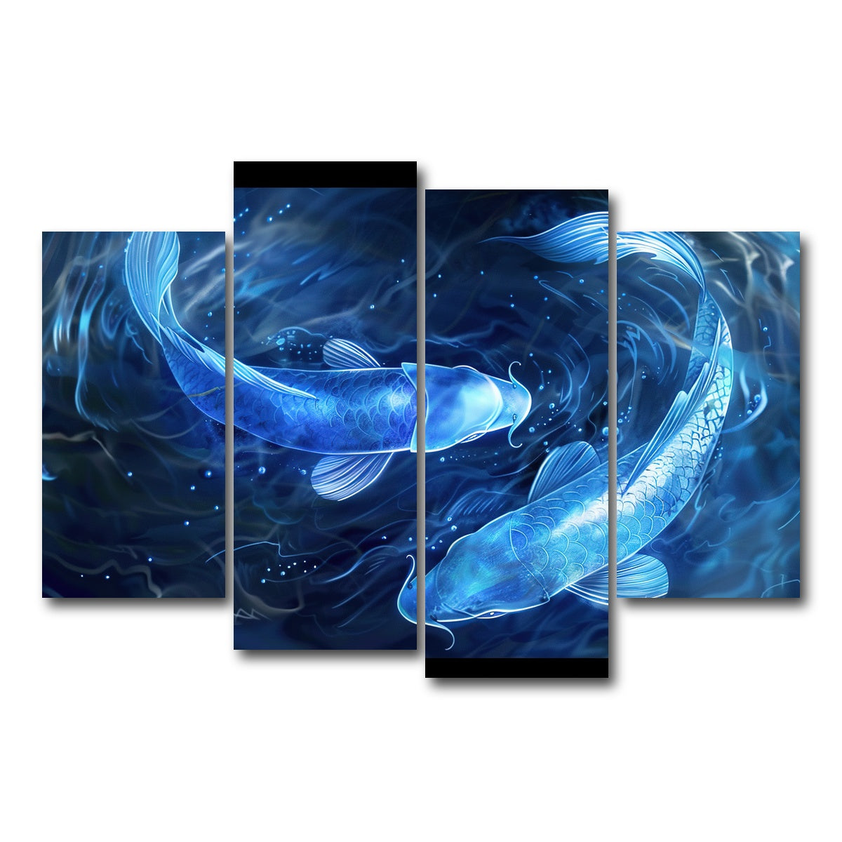 AUTO-MOCKUP WHITE | Glowing Koi Fish | 4 Piece | Gallery Wrap Canvas | group=4_short