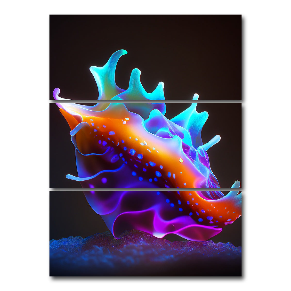 AUTO-MOCKUP WHITE | Glowing Nudibranch | 3 Piece | Gallery Wrap Canvas | group=8x18_stacked