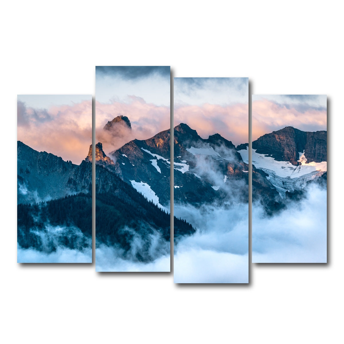 AUTO-MOCKUP WHITE | Glowing Peaks | 4 Piece | Gallery Wrap Canvas | group=4_normal