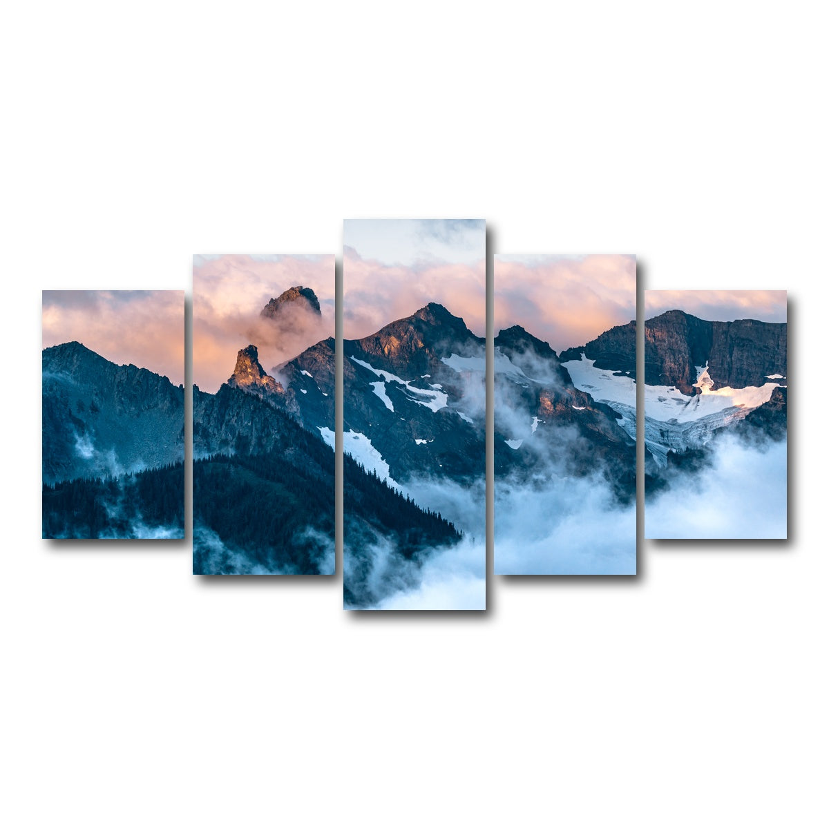 AUTO-MOCKUP WHITE | Glowing Peaks | 5 Piece | Gallery Wrap Canvas | group=5_normal