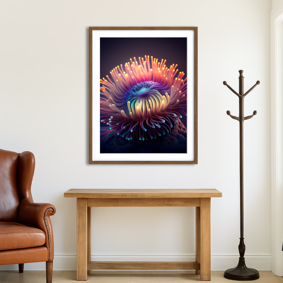AUTO-MOCKUP ROOM | Glowing Sea Anemone Wall Art