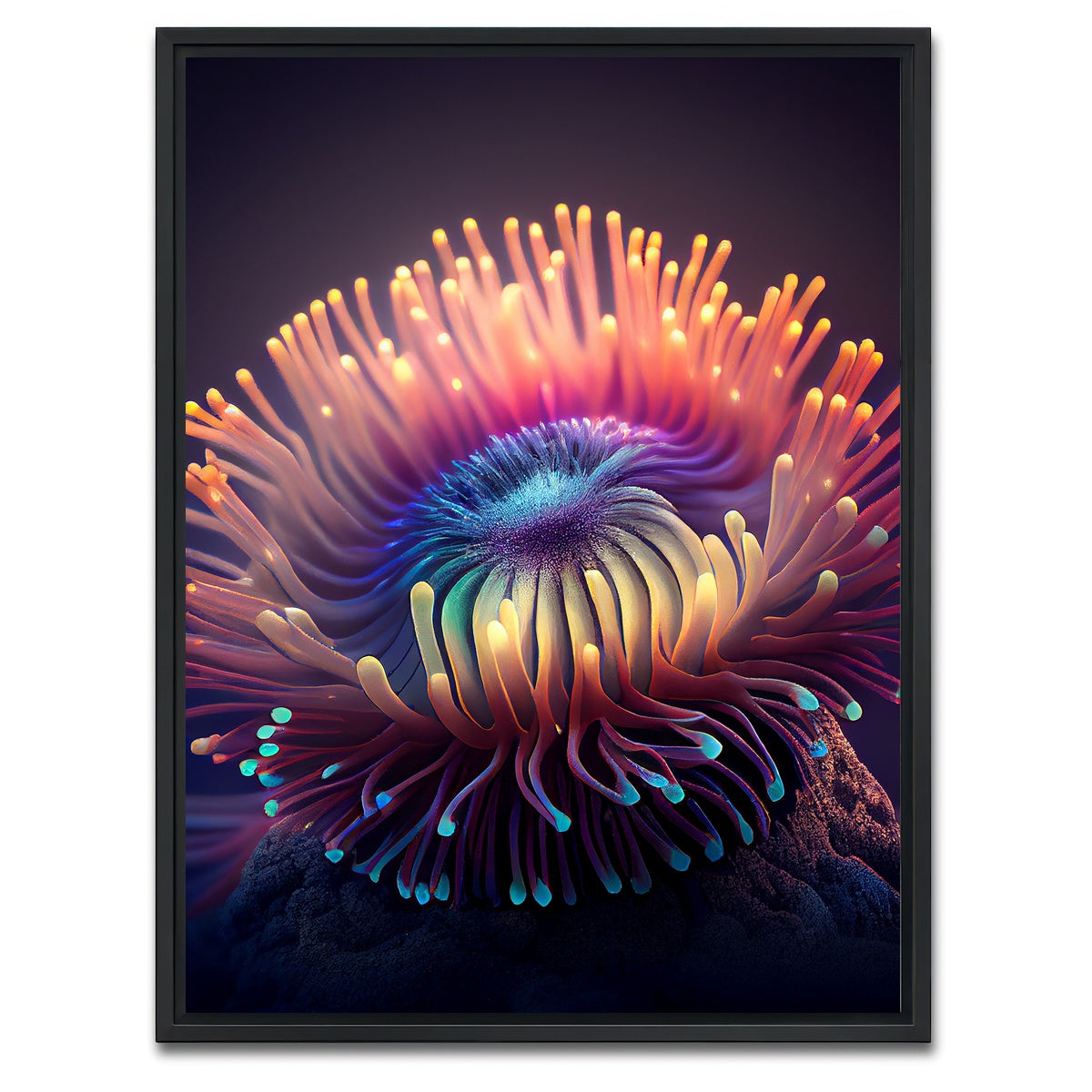 AUTO-MOCKUP WHITE | Glowing Sea Anemone | 1 Piece | Black Framed Canvas | group=3x4