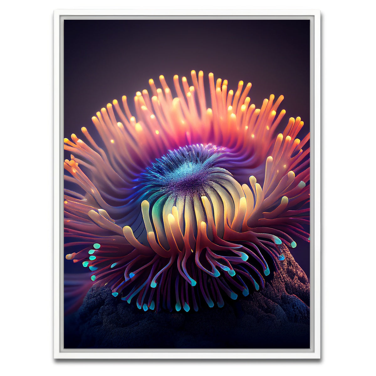 AUTO-MOCKUP WHITE | Glowing Sea Anemone | 1 Piece | White Framed Canvas | group=3x4