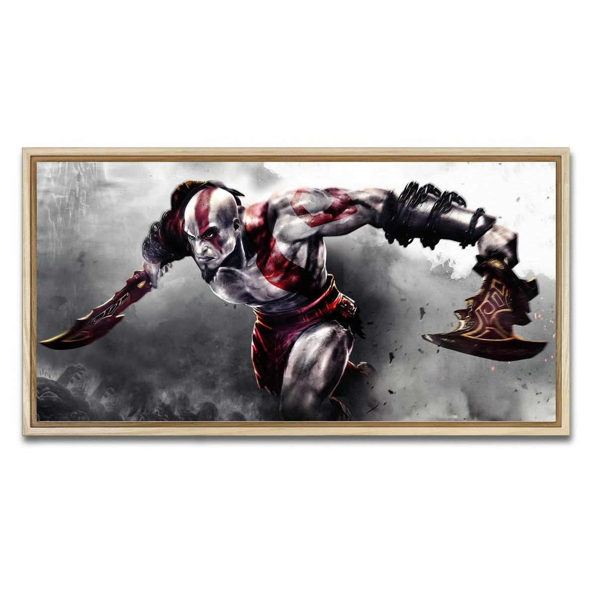 AUTO-MOCKUP WHITE | God of War | 1 Piece | Natural Framed Canvas | group=2x1
