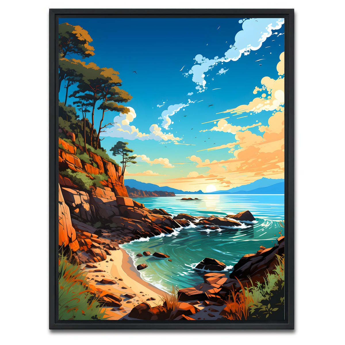 AUTO-MOCKUP WHITE | Gold Coast beach | 1 Piece | Black Framed Canvas | group=3x4