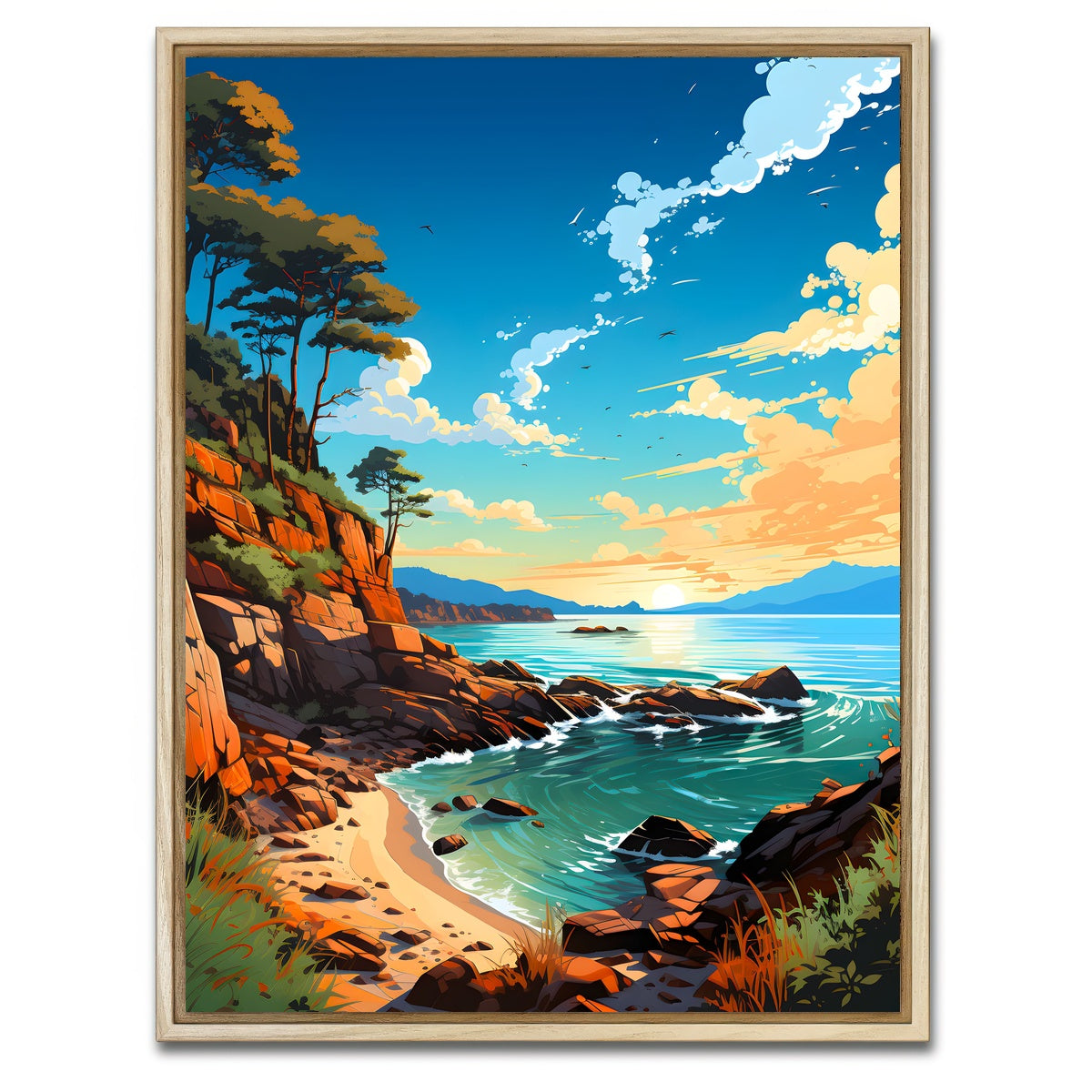 AUTO-MOCKUP WHITE | Gold Coast beach | 1 Piece | Natural Framed Canvas | group=3x4
