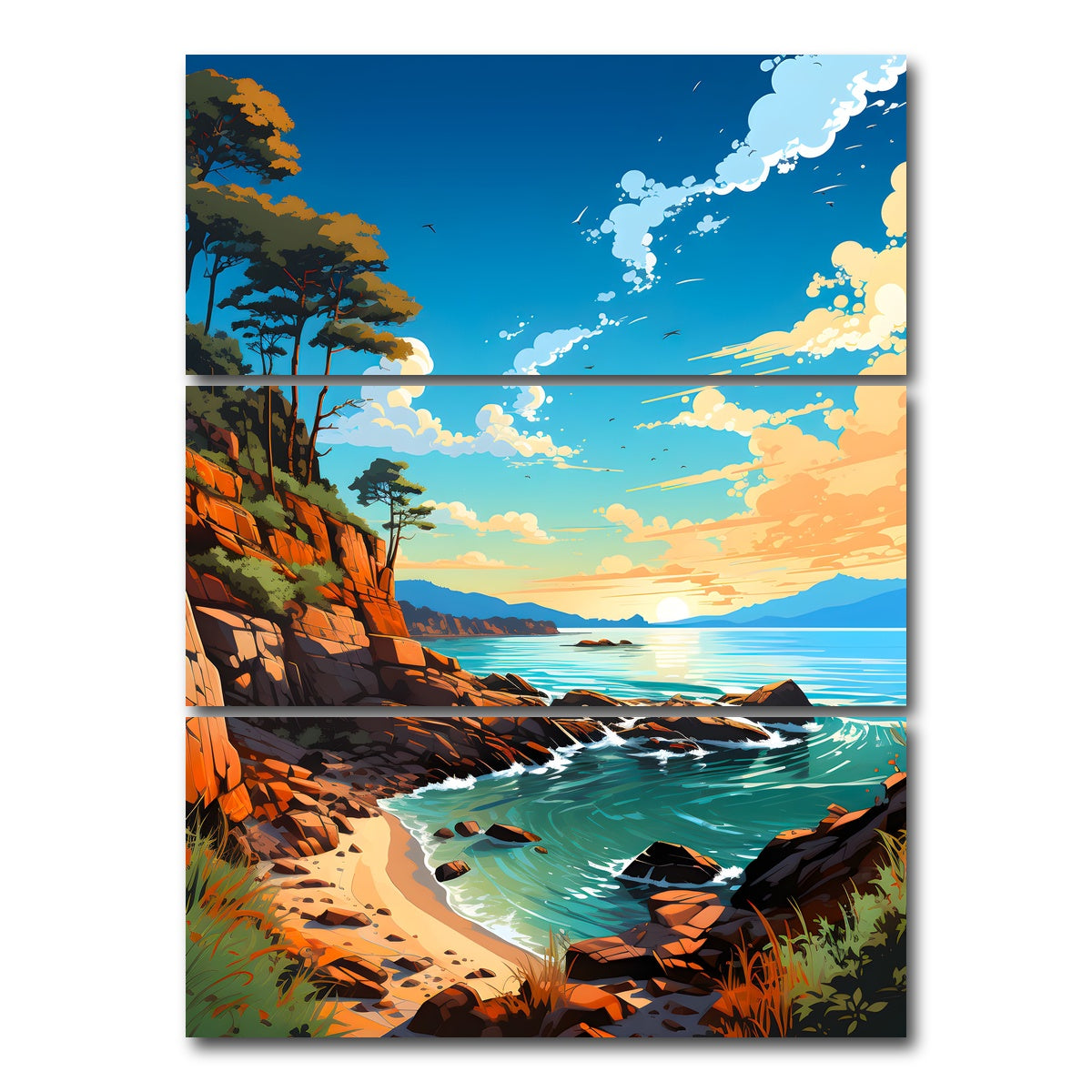 AUTO-MOCKUP WHITE | Gold Coast beach | 3 Piece | Gallery Wrap Canvas | group=8x18_stacked