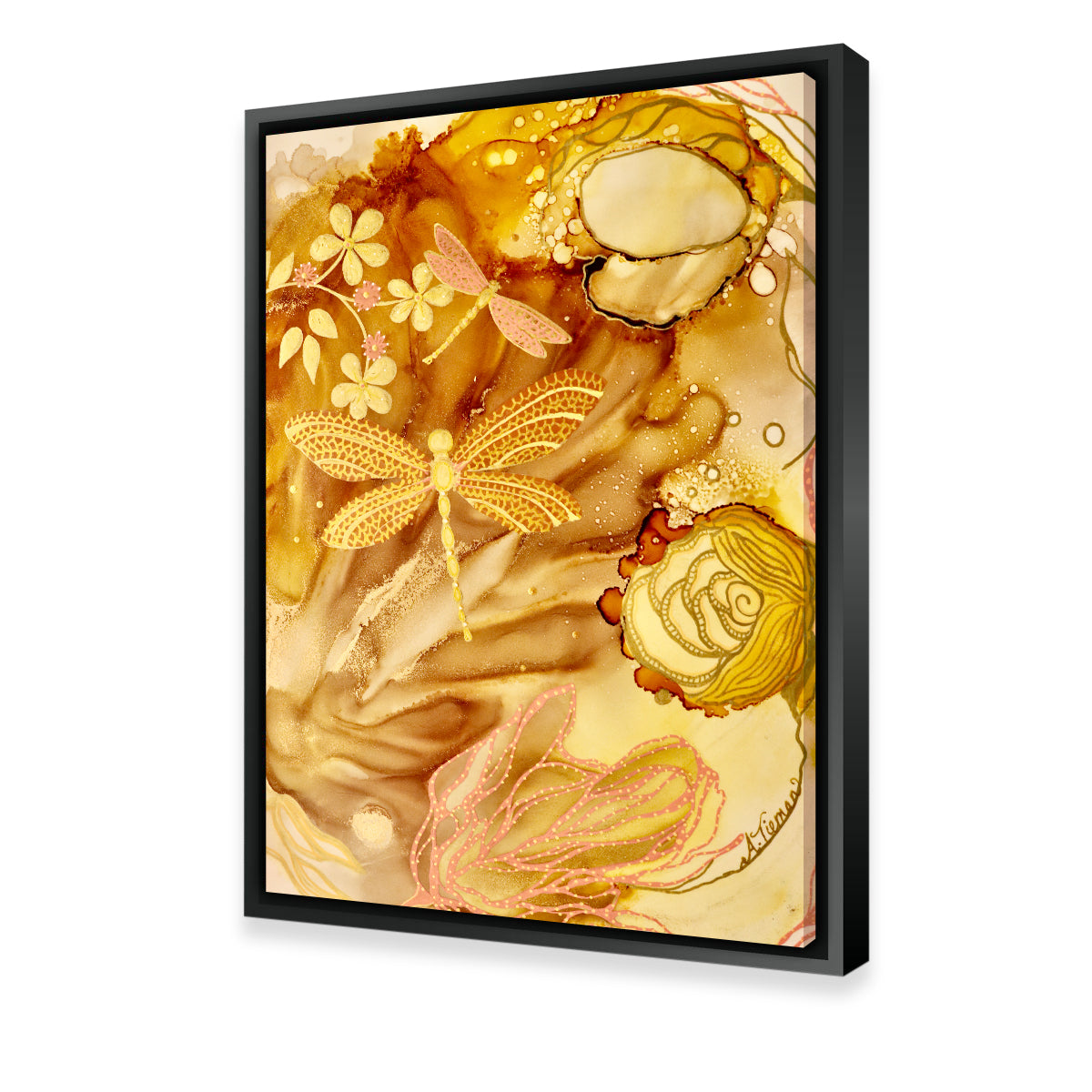 Golden Dragonflies Wall Art