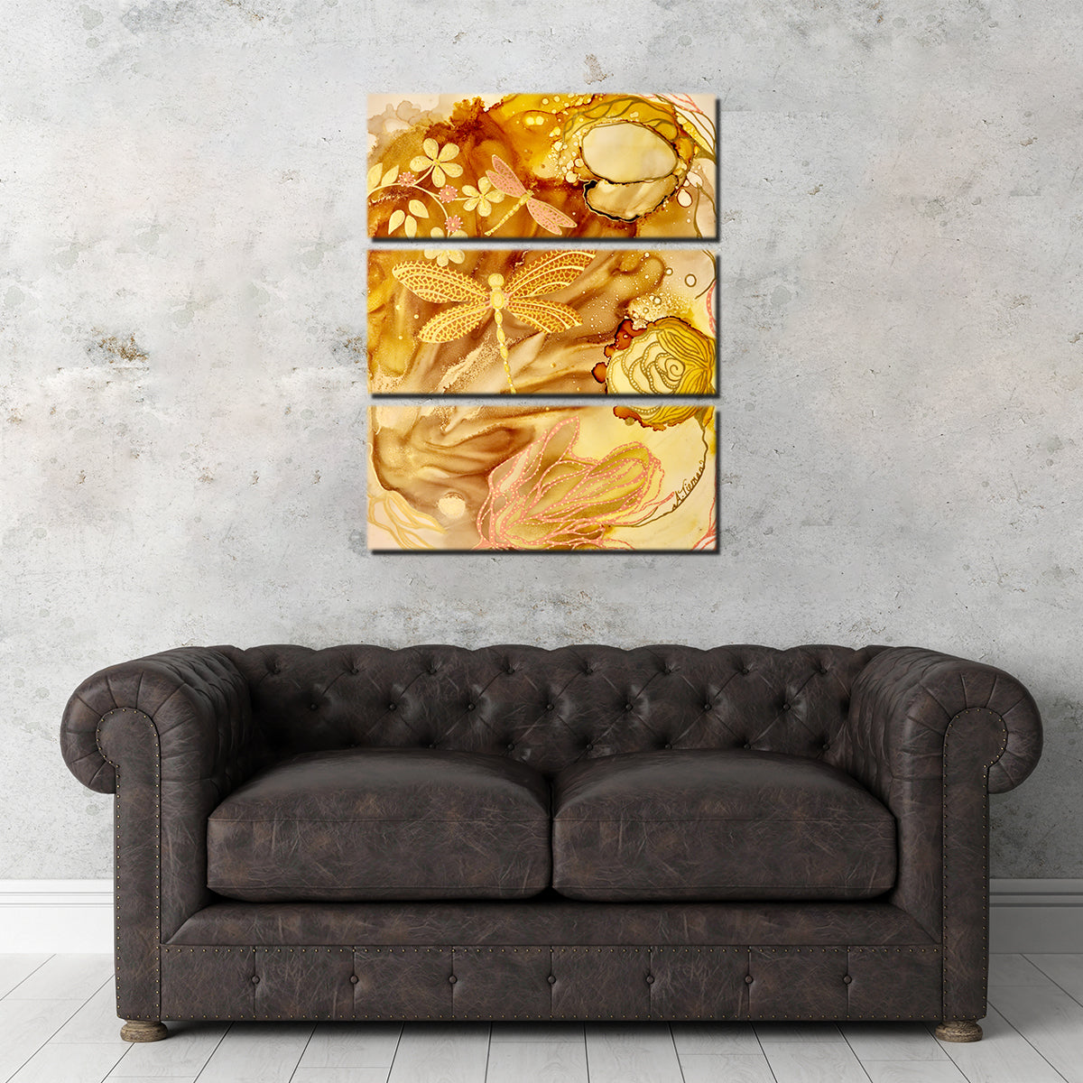 Golden Dragonflies Wall Art
