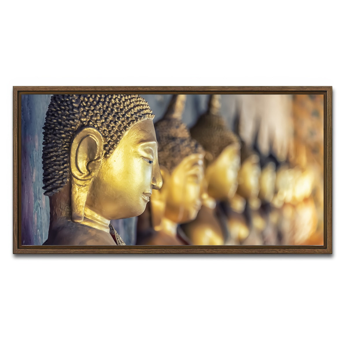AUTO-MOCKUP WHITE | Golden Buddha | 1 Piece | Walnut Framed Canvas | group=2x1