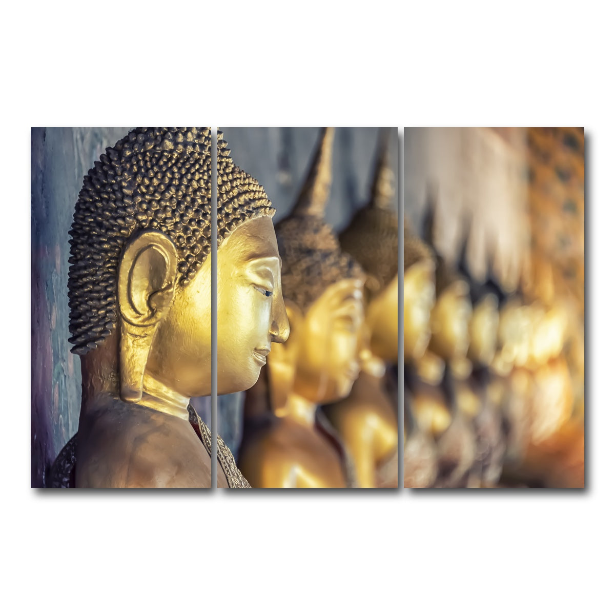 AUTO-MOCKUP WHITE | Golden Buddha | 3 Piece | Gallery Wrap Canvas | group=12x24