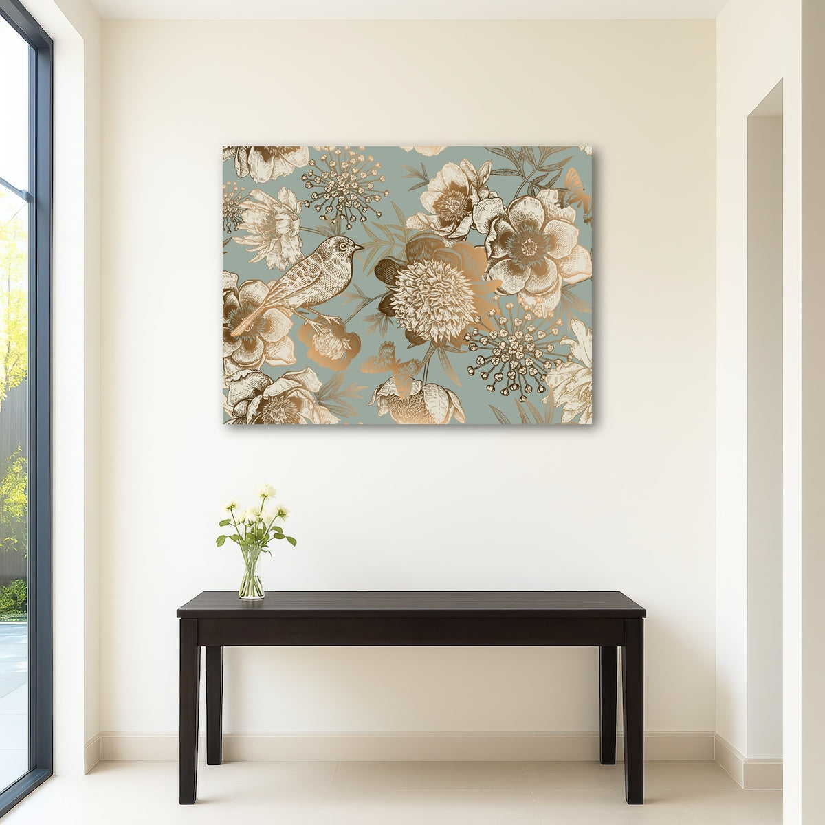 AUTO-MOCKUP ROOM | Golden Flowers Pattern