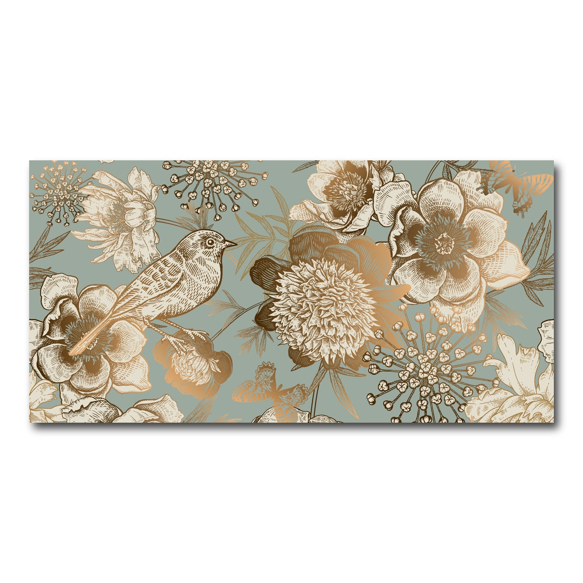 AUTO-MOCKUP WHITE | Golden Flowers Pattern | 1 Piece | Gallery Wrap Canvas | group=2x1