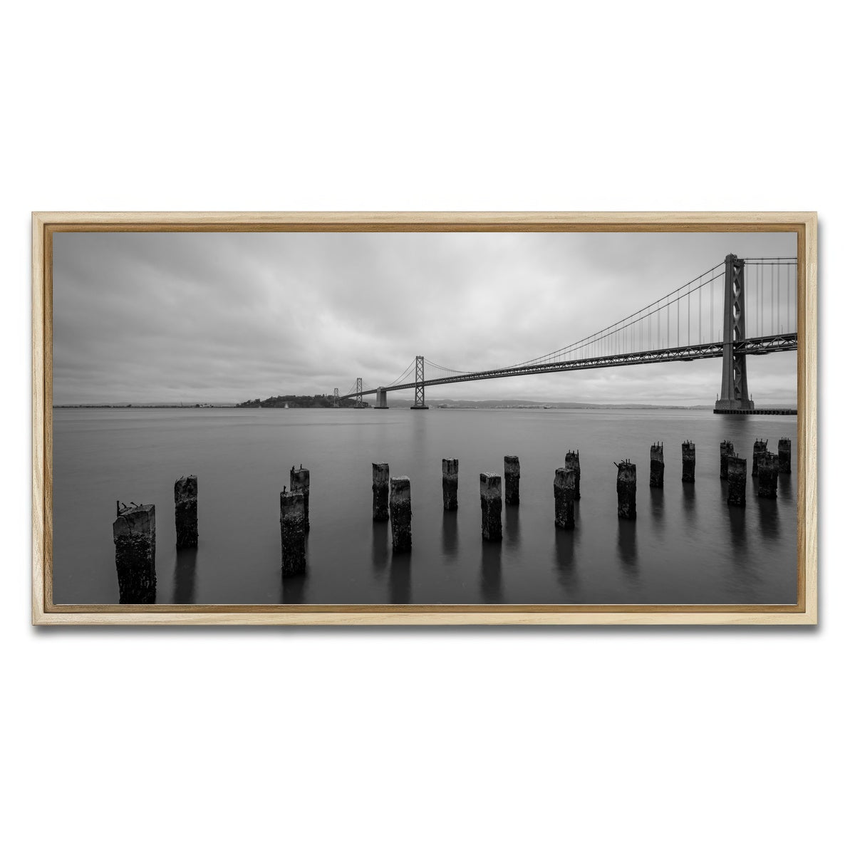 AUTO-MOCKUP WHITE | Golden Gate Black & White | 1 Piece | Natural Framed Canvas | group=2x1