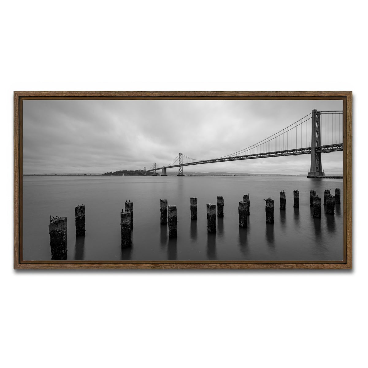 AUTO-MOCKUP WHITE | Golden Gate Black & White | 1 Piece | Walnut Framed Canvas | group=2x1