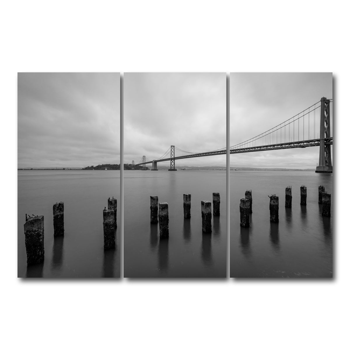 AUTO-MOCKUP WHITE | Golden Gate Black & White | 3 Piece | Gallery Wrap Canvas | group=12x24