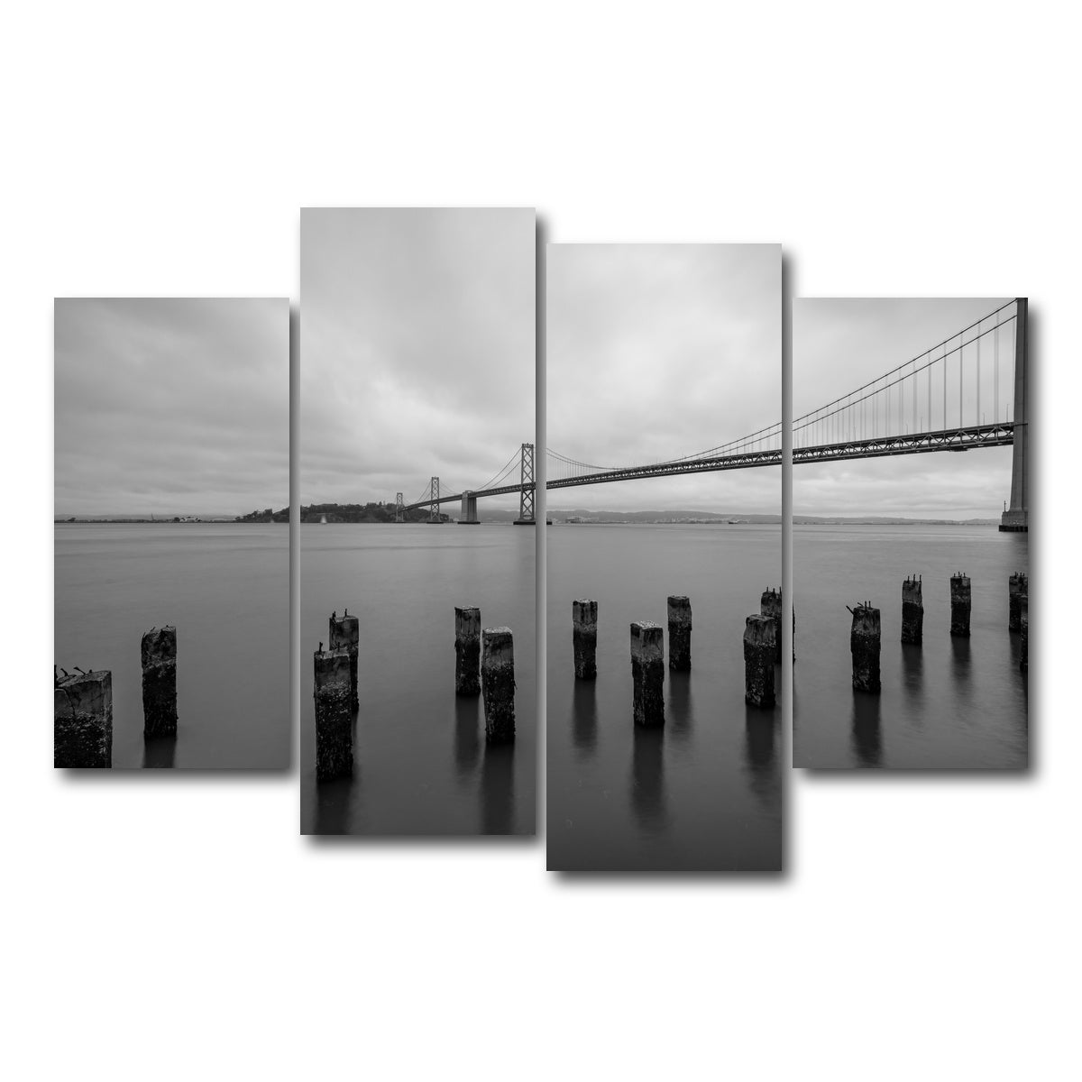 AUTO-MOCKUP WHITE | Golden Gate Black & White | 4 Piece | Gallery Wrap Canvas | group=4_short