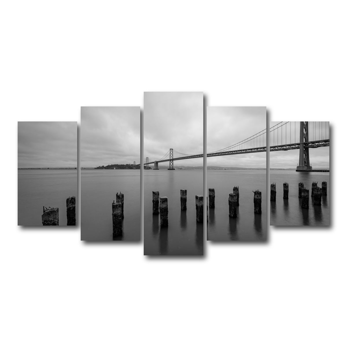 AUTO-MOCKUP WHITE | Golden Gate Black & White | 5 Piece | Gallery Wrap Canvas | group=5_normal