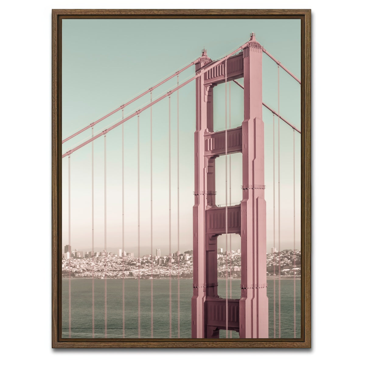 AUTO-MOCKUP WHITE | Golden Gate Bridge - urban vintage style | 1 Piece | Walnut Framed Canvas | group=3x4