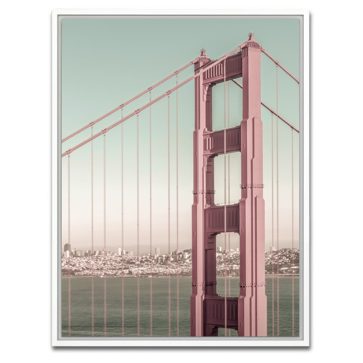AUTO-MOCKUP WHITE | Golden Gate Bridge - urban vintage style | 1 Piece | White Framed Canvas | group=3x4