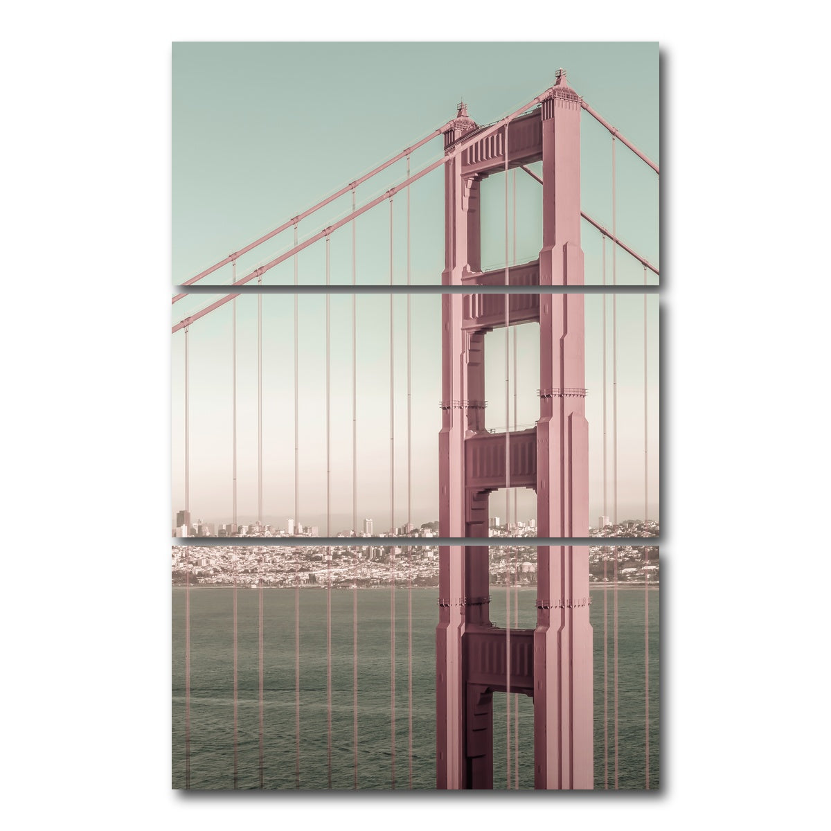 AUTO-MOCKUP WHITE | Golden Gate Bridge - urban vintage style | 3 Piece | Gallery Wrap Canvas | group=12x24_stacked