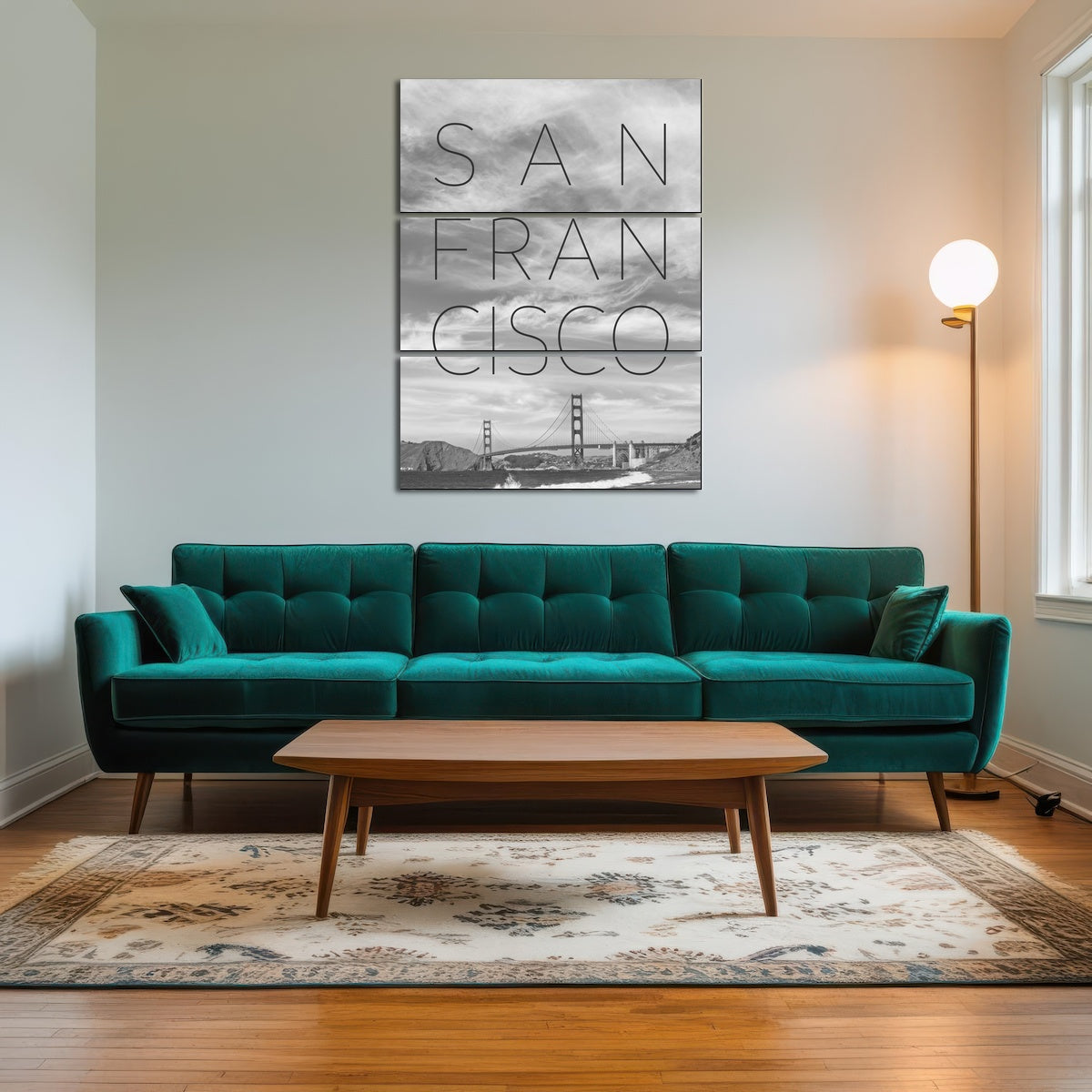 AUTO-MOCKUP ROOM | Golden Gate Bridge & Baker Beach Text