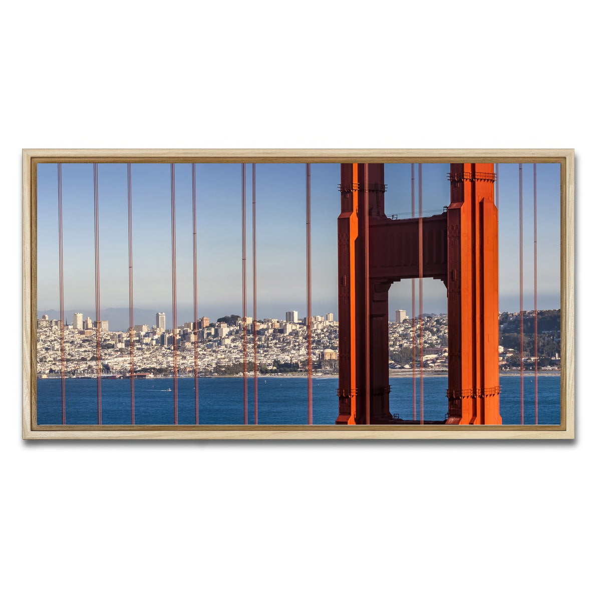 AUTO-MOCKUP WHITE | Golden Gate Bridge Panoramic | 1 Piece | Natural Framed Canvas | group=2x1