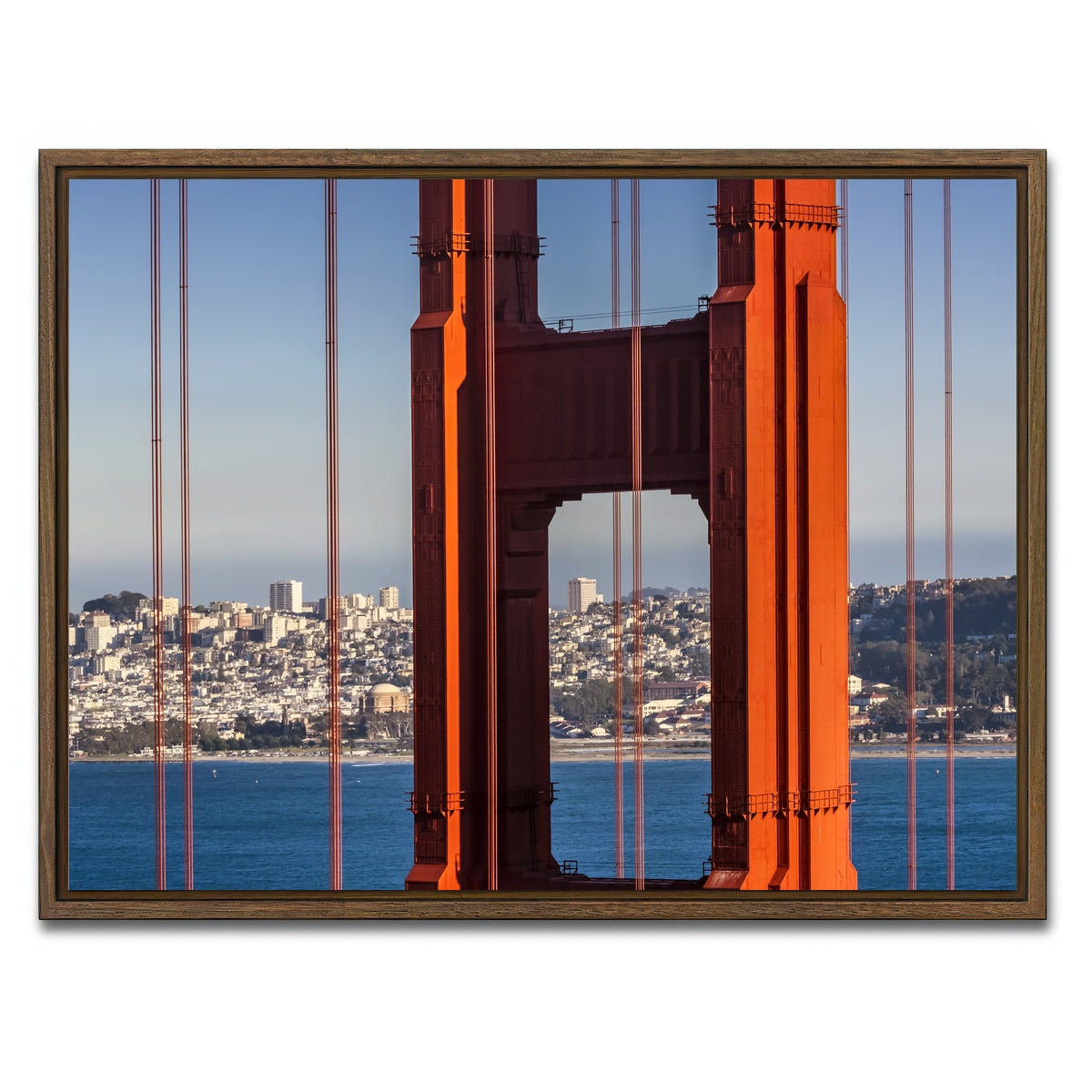 AUTO-MOCKUP WHITE | Golden Gate Bridge Panoramic | 1 Piece | Walnut Framed Canvas | group=4x3