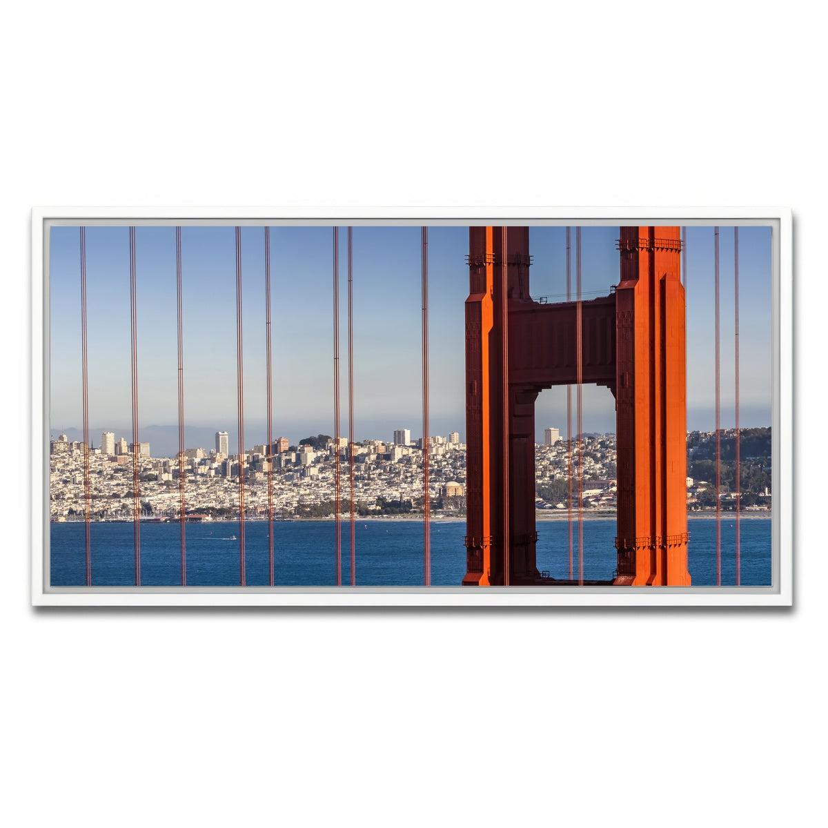 AUTO-MOCKUP WHITE | Golden Gate Bridge Panoramic | 1 Piece | White Framed Canvas | group=2x1