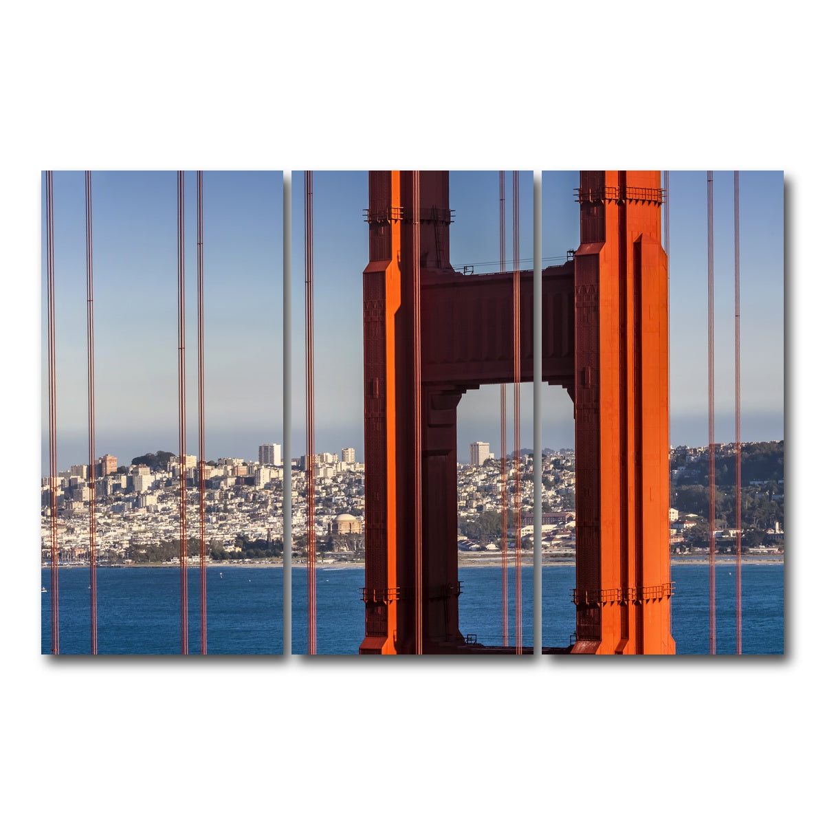 AUTO-MOCKUP WHITE | Golden Gate Bridge Panoramic | 3 Piece | Gallery Wrap Canvas | group=12x24