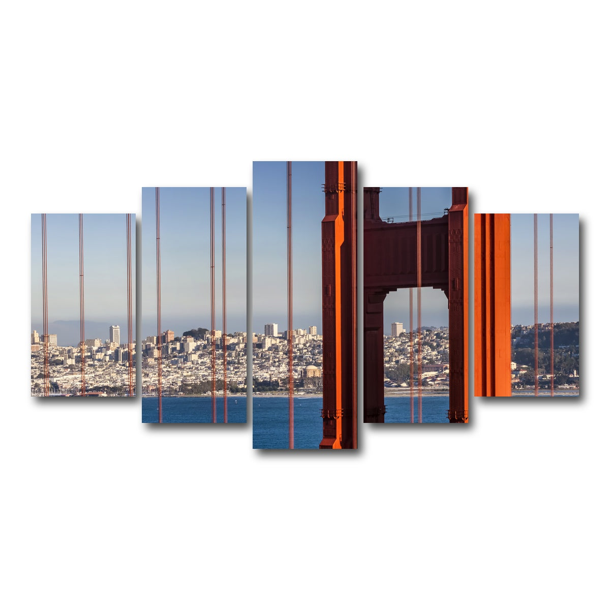 AUTO-MOCKUP WHITE | Golden Gate Bridge Panoramic | 5 Piece | Gallery Wrap Canvas | group=5_normal